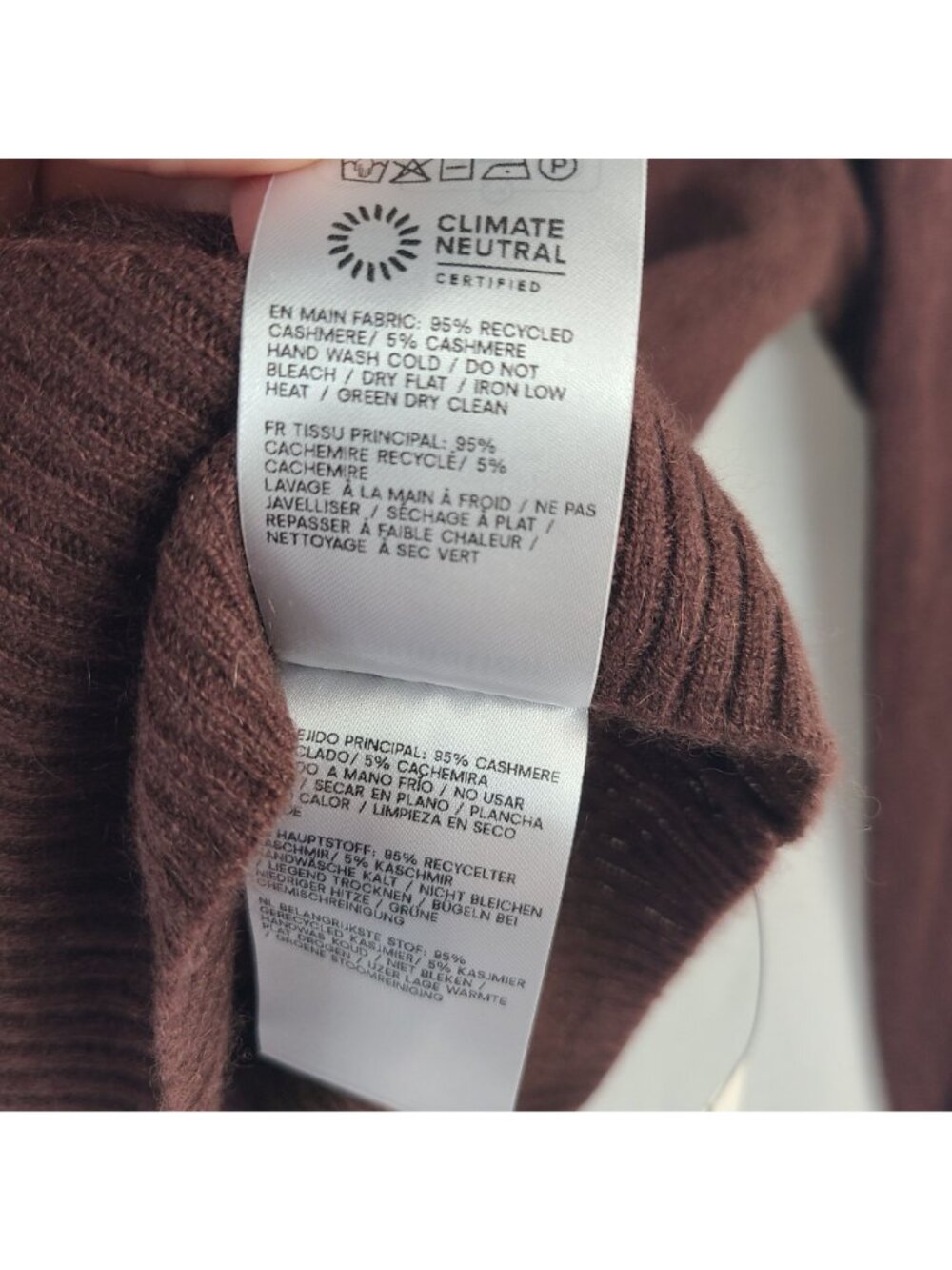 NEW Reformation Nikki Crewneck Cashmere Sweater In Mahogany Sz XS - Picture 7 of 8